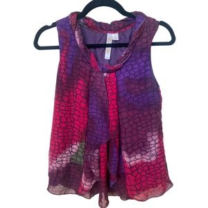 Adiva Purple, Pink and Black Floaty Tank Top